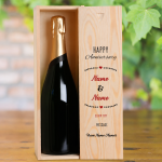 Happy Anniversary Personalised Single Wooden Champagne Box