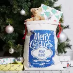 Merry Christmas Christmas Santa Sack - Blue