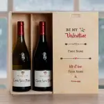 Be My Valentine Personalised Wooden Double Wine Box