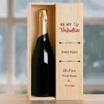 Be My Valentine Personalised Single Wooden Champagne Box