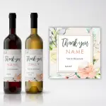 Thank You Watercolor Floral Personalised Wine