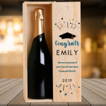 Congrats Graduation Personalised Single Wooden Champagne Box