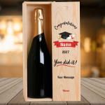 Congratulations You Did It! Graduation Personalised Single Wooden Champagne Box