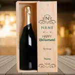 Happy Retirement Green Personalised Single Wooden Champagne Box