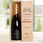 Happy Retirement Red Personalised Single Wooden Champagne Box