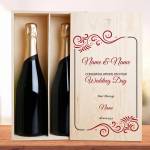 Congratulations On Your Wedding Day Personalised Double Wooden Champagne Box