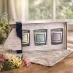Set of 3 Assorted Mini Candles - Sweet Pea, Honeysuckle, French Linen