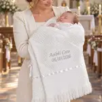 Embroidered Personalised White Baby Shawl