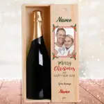 Any Photo Any Name Christmas Berries Personalised Single Champagne Box