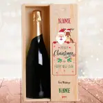 Santa And Rudolph Christmas Personalised Single Champagne Box