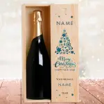 Christmas Tree Personalised Single Champagne Box