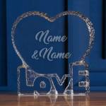 Optical Crystal Love Heart Engraved 10cm Paperweight - Any Name