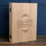 Book Styled Name's Memory Box Personalised Wooden Keepsake Book