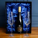 Prosecco with Crystal Flutes in Gift Box - Engraving Optional