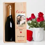 Love Happy Valentine's Day Any Photo - Personalised Single Champagne Box