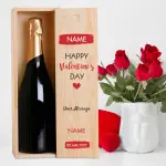 Happy Valentine's Day Heart - Personalised Single Champagne Box