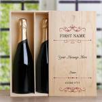 Any Message - Personalised Double Wooden Champagne Box