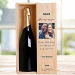 Because Of You Any Photo And Message - Personalised Single Champagne Box