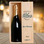 Any Message Happy Father's Day Blue - Personalised Single Champagne Box