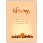 Thanksgiving Blessings Religious Holiday Card with Autumn Leaves and Pumpkin Design