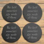 Round Slate Coasters - Any Text (Set of 4)