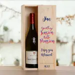 Goodbye Tension Hello Pension - Personalised Wooden Single Wine Box