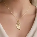 Tipperary Crystal Angel Wing Heart Pendant Gold