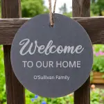 Personalised Round Slate Hanging Sign 12x12cm