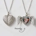 Personalised Angel Wings Heart Locket Necklace