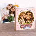 Best Mam Ever Photo to Caricature - Wooden Photo Blocks