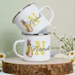 Storybook Bunny Name & Initial - Personalised Enamel Mug