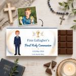 Photo to Cartoon First Holy Communion (Boy) Personalised Chocolate Bar