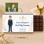 Photo to Cartoon First Holy Communion (Boy) Personalised Chocolate Bar