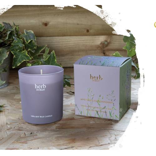 Lavender & Fresh Rosemary Soy Wax Boxed Candle from Herb Dublin