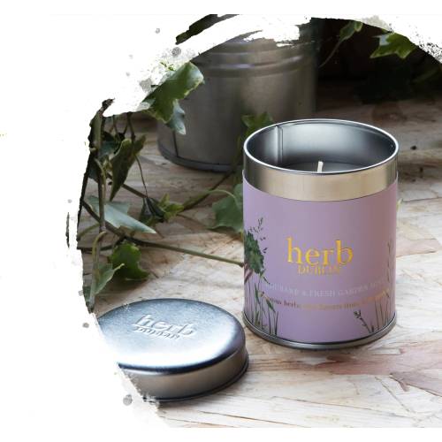 Herb Dublin Rhubarb & Fresh Garden Mint Candle in a Tin