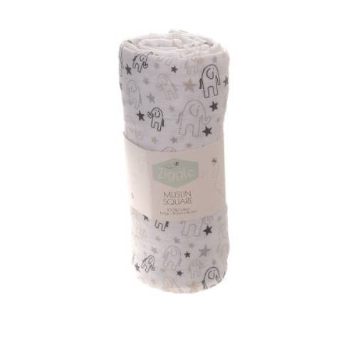 Ziggle Grey Elephant Muslin