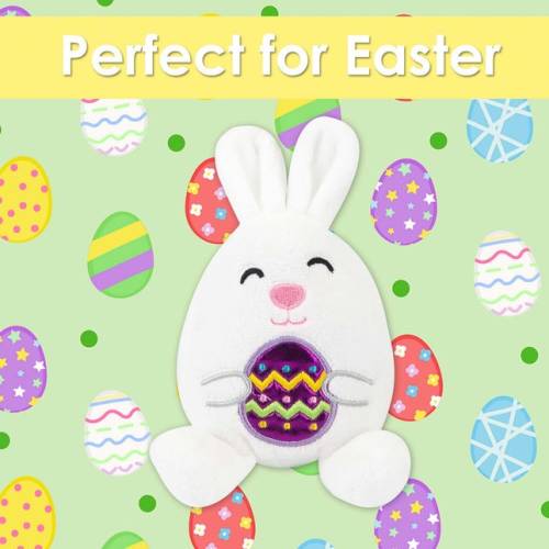 Cute Plush Bunny Hugging Shiny Egg (Assorted Colours)