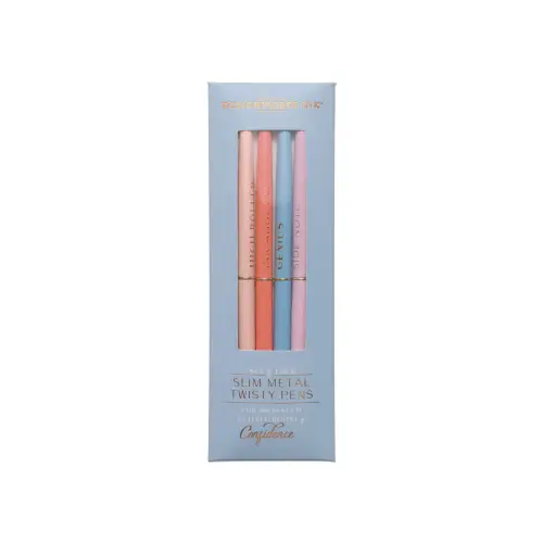 Twisty Slim Metal Pen Set - Set Of 4 - Blue