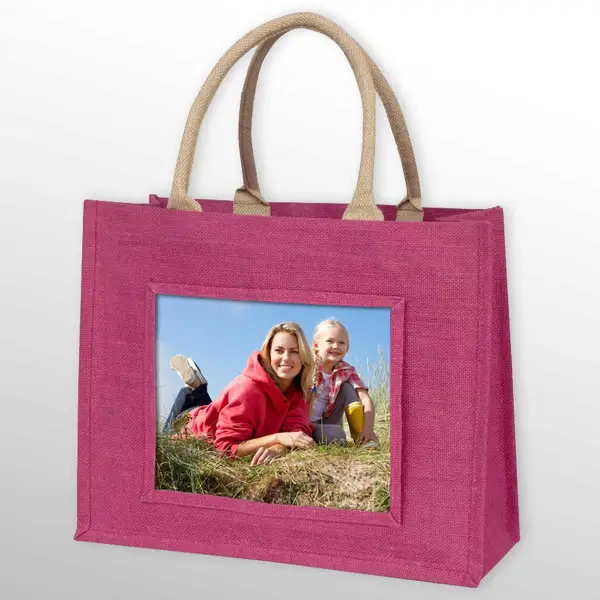 Any Photo Pink Jute Bag