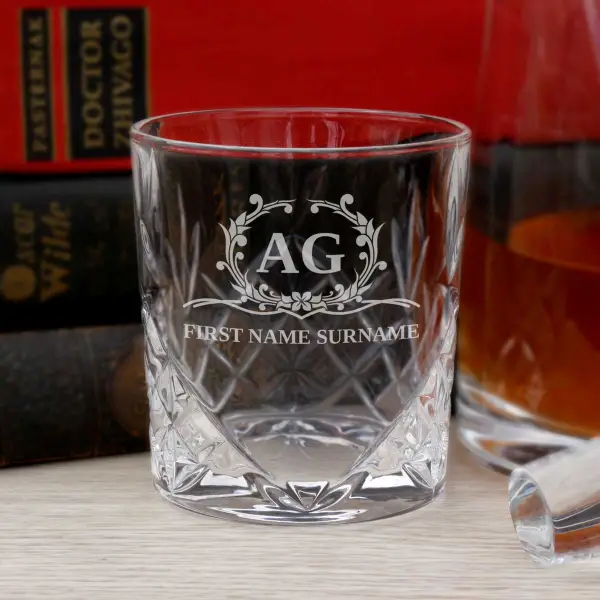 Name & Initials - Whiskey Cut-Glass Personalised