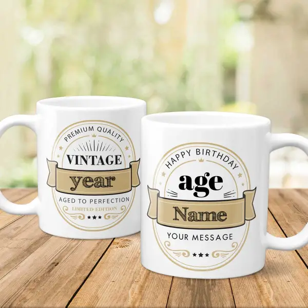 Happy Birthday Vintage - Personalised Mug