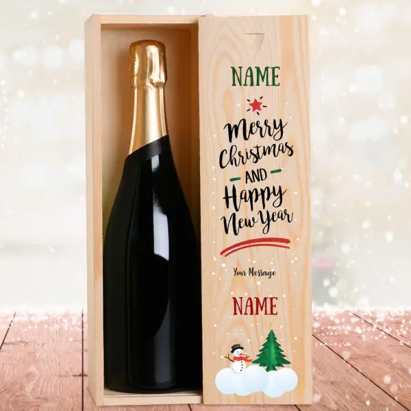 Snowman Christmas Personalised Single Champagne Box
