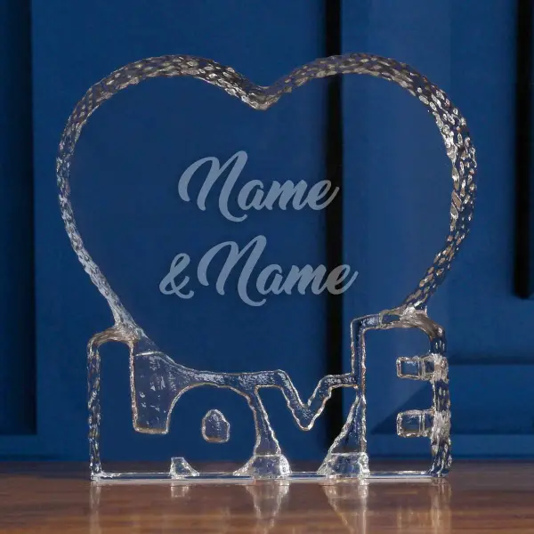 Optical Crystal Love Heart Engraved 10cm Paperweight - Any Name