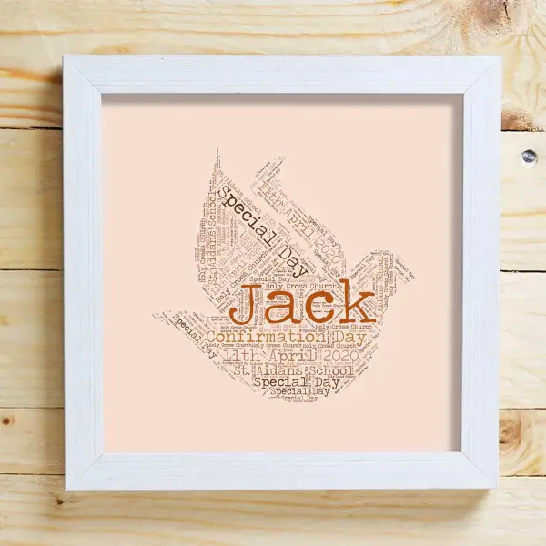 Confirmation Dove Word Cloud Box Frame