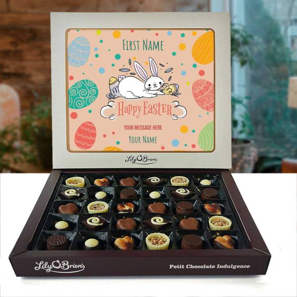 Happy Easter Bunny and Eggs Personalised Chocolate Box 270g