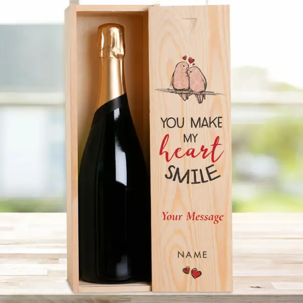 You Make My Heart Smile - Personalised Single Champagne Box