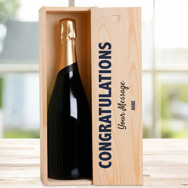 Congratulations Any Message - Personalised Single Champagne Box