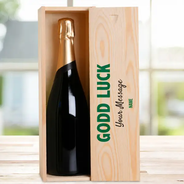 Good Luck Any Message - Personalised Single Champagne Box