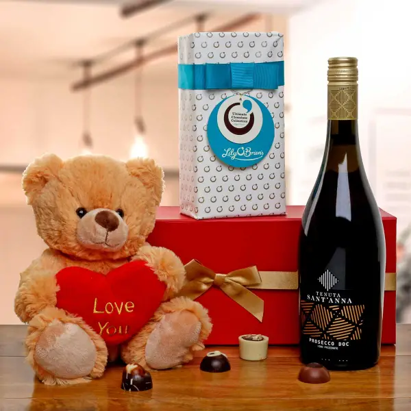 Prosecco, Love You Teddy & Lily O Brien's Chocs