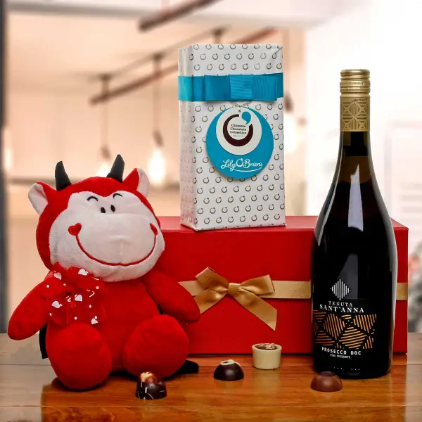 Prosecco, Little Devil & Lily O Brien's Chocs